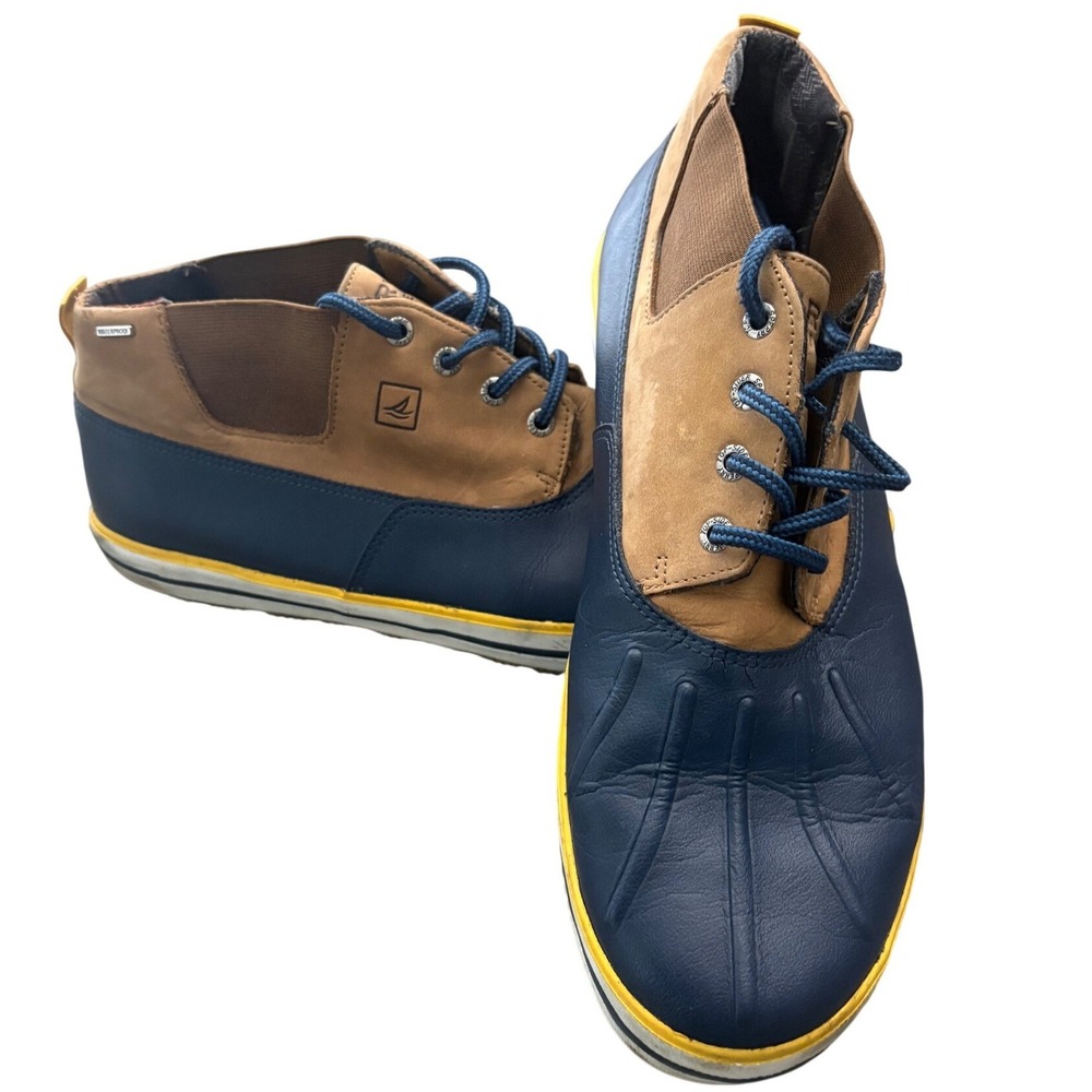 Sperry Saltwater Duck Boots Mens 13 Blue Brown Leather Waterproof Shoes Gorpcore